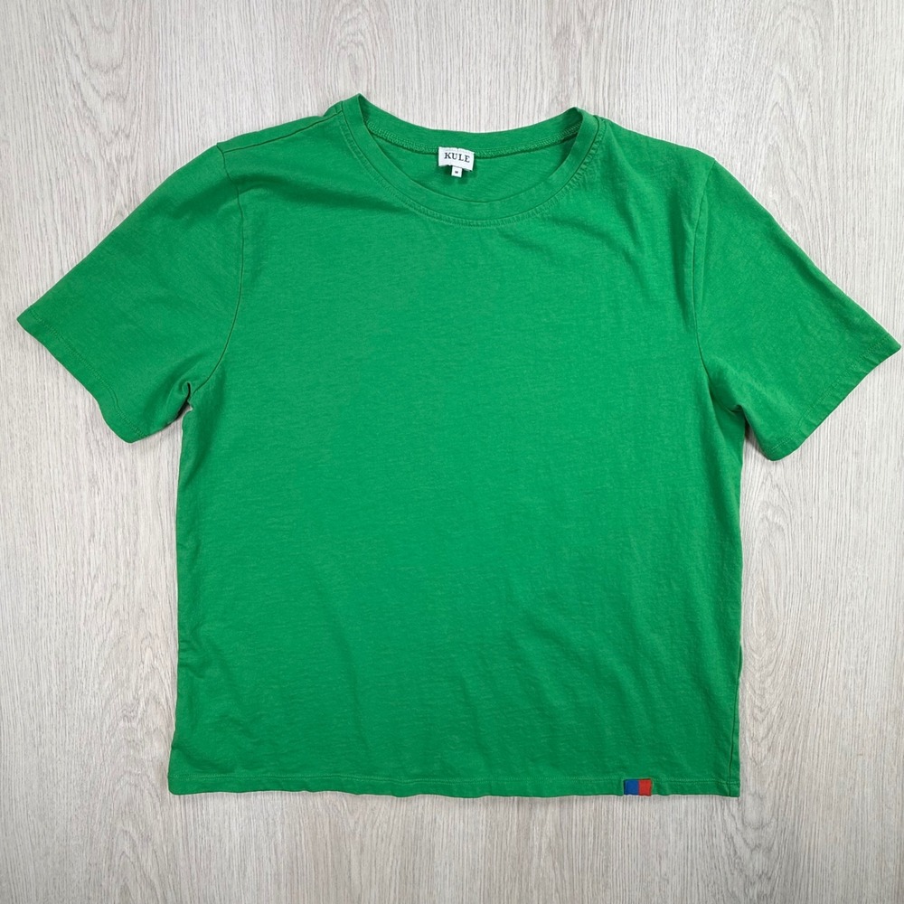 Tee KULE Women M Green Cotton Short Sleeve Crew Neck Casual Portugal Logo